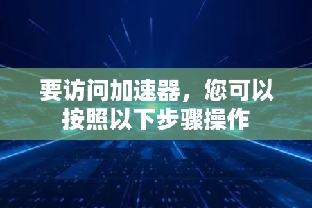 要访问加速器，您可以按照以下步骤操作