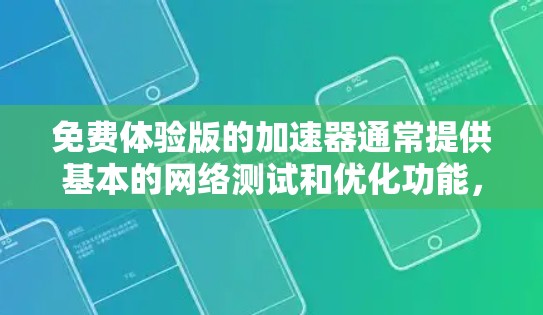 免费体验版的加速器通常提供基本的网络测试和优化功能，帮助用户了解网络情况，优化设置，或进行初步的网络测试。以下是对免费体验版功能的详细说明