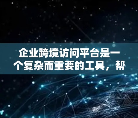 企业跨境访问平台是一个复杂而重要的工具，帮助企业在全球化市场中高效、安全地管理和协调数据。以下是对这一概念的详细分析