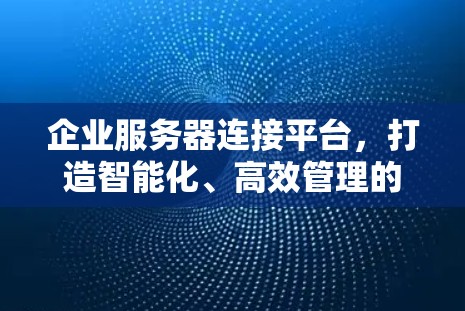 企业服务器连接平台，打造智能化、高效管理的未来